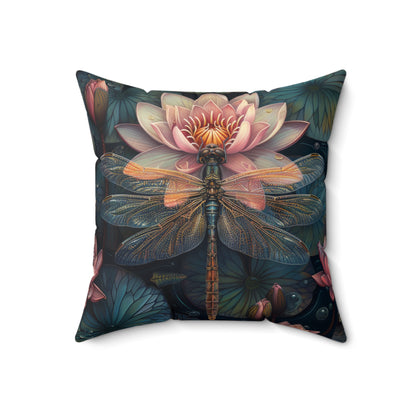 Art Deco Dragonfly Throw Pillow: William Morris Water Lily Design