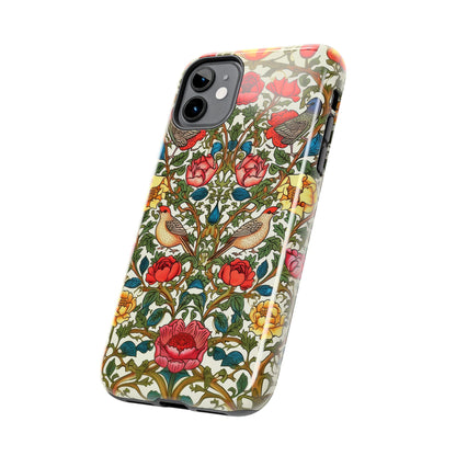 Vintage Pattern Rose And Bird in The Style of William Morris iPhone Tough Case