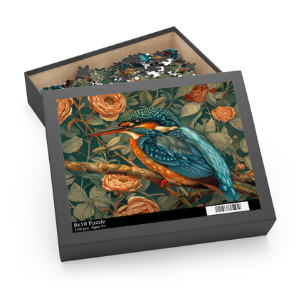Kingfisher Bird William Morris Inspired (120, 252, 500-Piece) Adult Jigsaw Puzzle, Gift Him Her