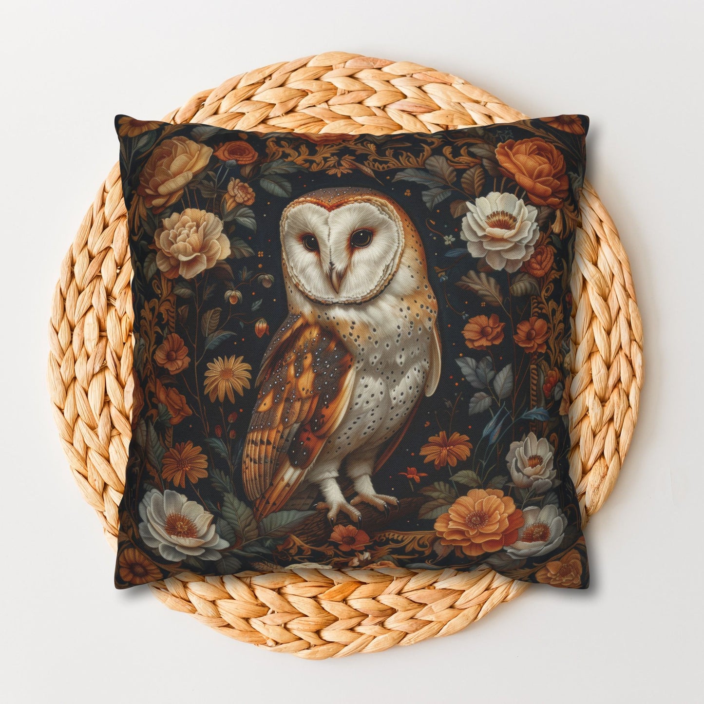 William Morris Inspired Barn Owl Wildflower Pillowcase