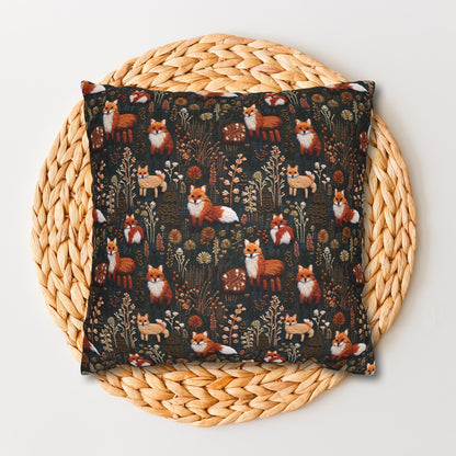 Woodland Foxes Embroidery-Style Pillowcase