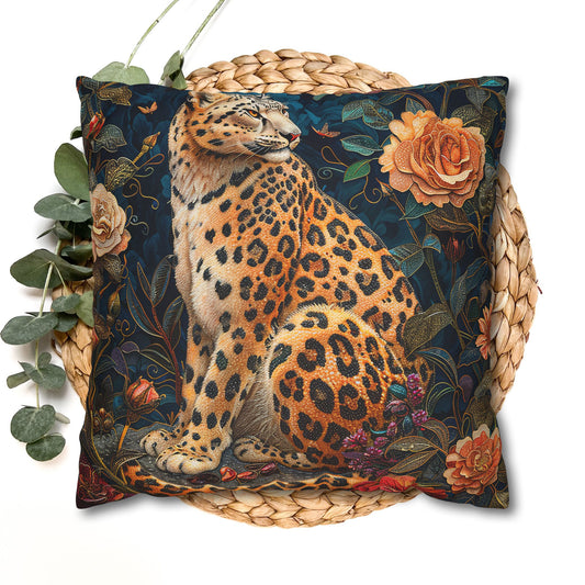 Botanical Snow Leopard  Decorative Pillowcase Morris Inspired | Cottage-core Pillowcase