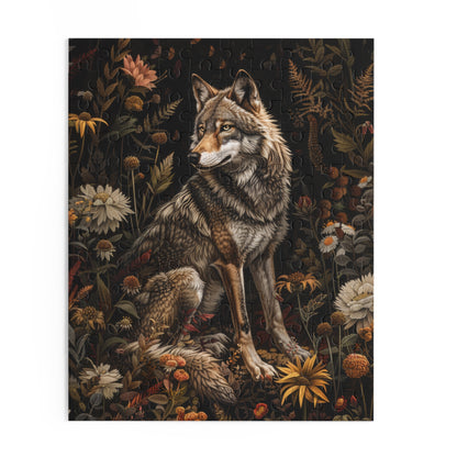 William Morris Inspired Forest Wolf Puzzle Box (120, 252, 500-Piece) Family Jigsaw Puzzle, Puzzle Box Gift