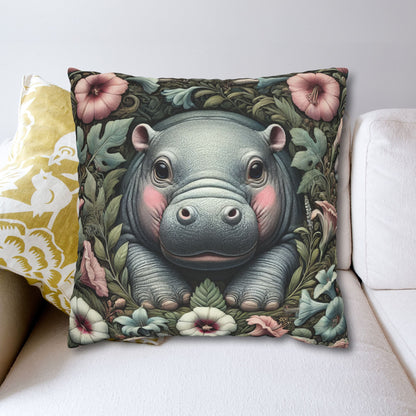 Decorative Pillowcase - Baby Pygmy Hippo William Morris Inspired