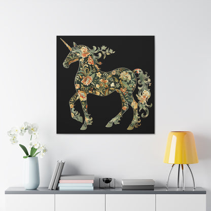 Floral Unicorn Canvas Art Print, Canvas Gallery Wraps, Nature Decor, Home Wall Decor, Boho Style, Animal Artwork