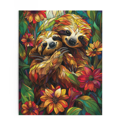 Faux Stained Glass Cuddling Sloth Puzzle Box (120, 252, 500-Piece) Family Jigsaw Puzzle, Puzzle Box Gift
