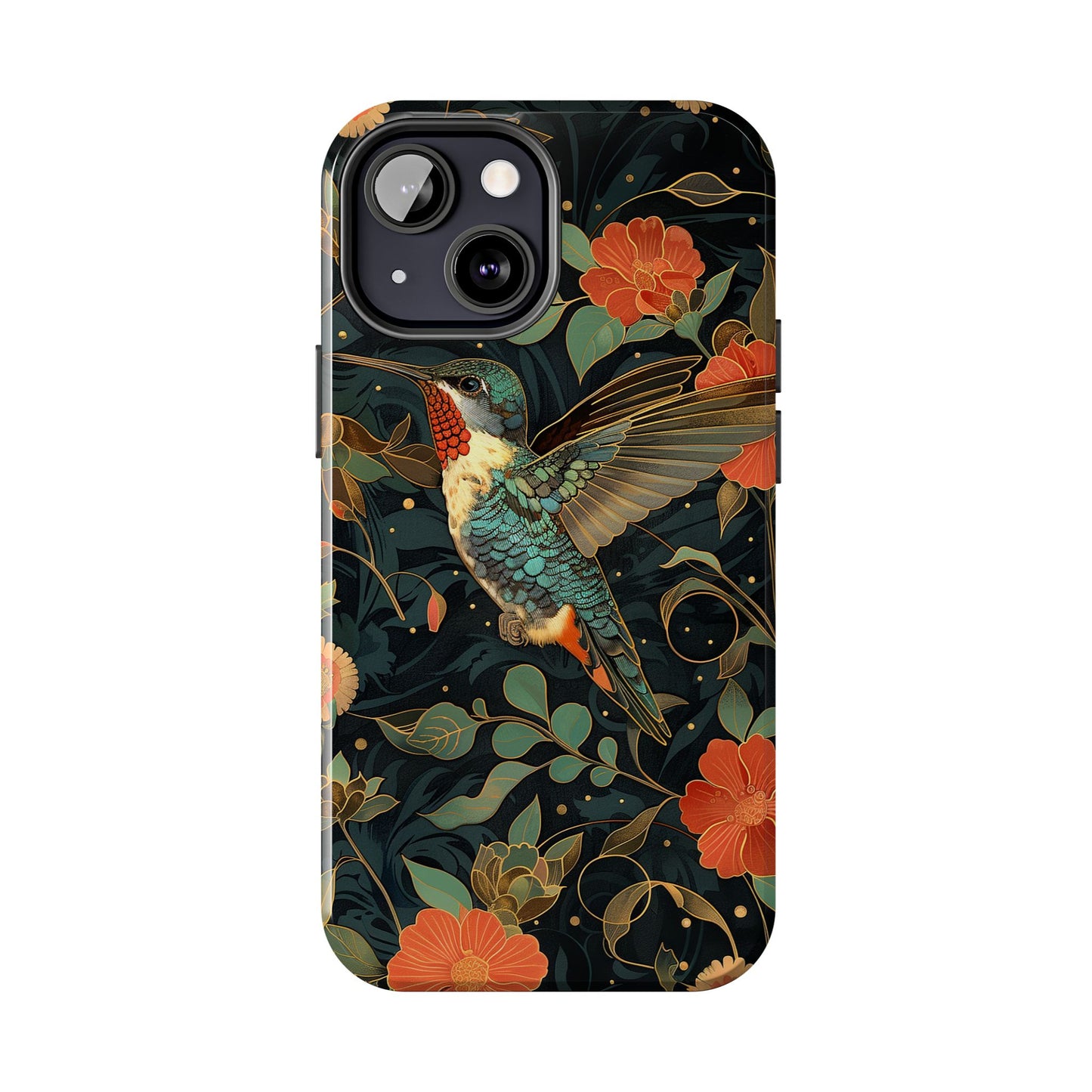 Art Deco Hummingbird Print in The Style of William Morris iPhone Tough Case