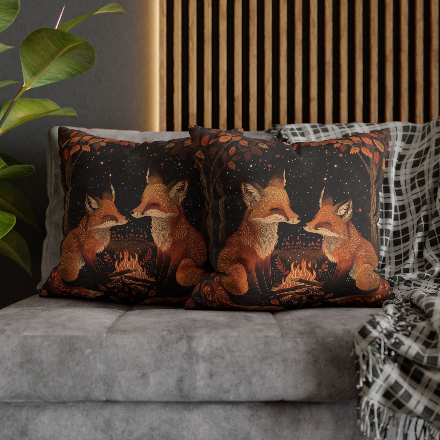 Woodland Foxes With Cozy Bonfire Pillowcase