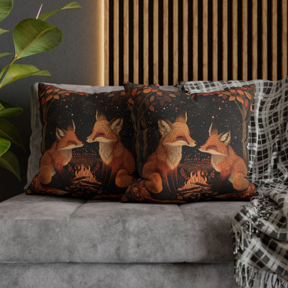 Woodland Foxes With Cozy Bonfire Pillowcase