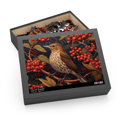 Song Thrush Bird William Morris Inspired (120, 252, 500-Piece) Adult Jigsaw Puzzle, Gift Him Her