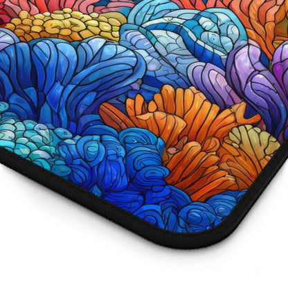 Tropical Reef: Stained Glass Style Desk Mat 2 Sizes | Office Decor GiftDesk Mats