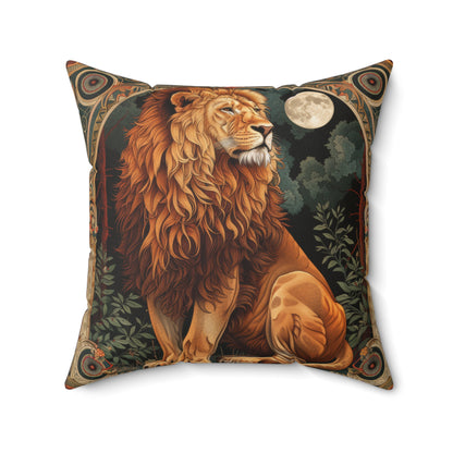 Art Deco Botanical Lion Throw Pillow | Decorative Pillow William Morris Inspired