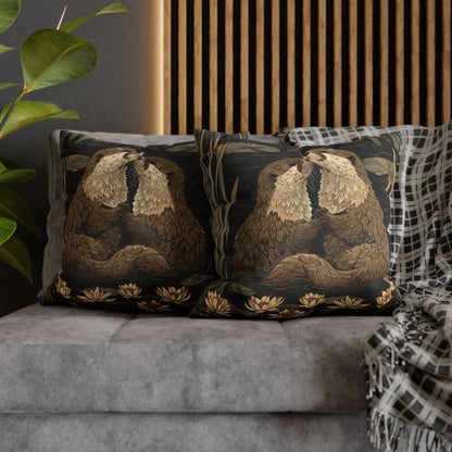 Willam Morris Inspired Couple Otters Throw Pillowcase