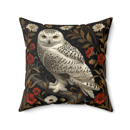 William Morris Inspired Snow Owl Winter Botanicals Home Decor Pillow