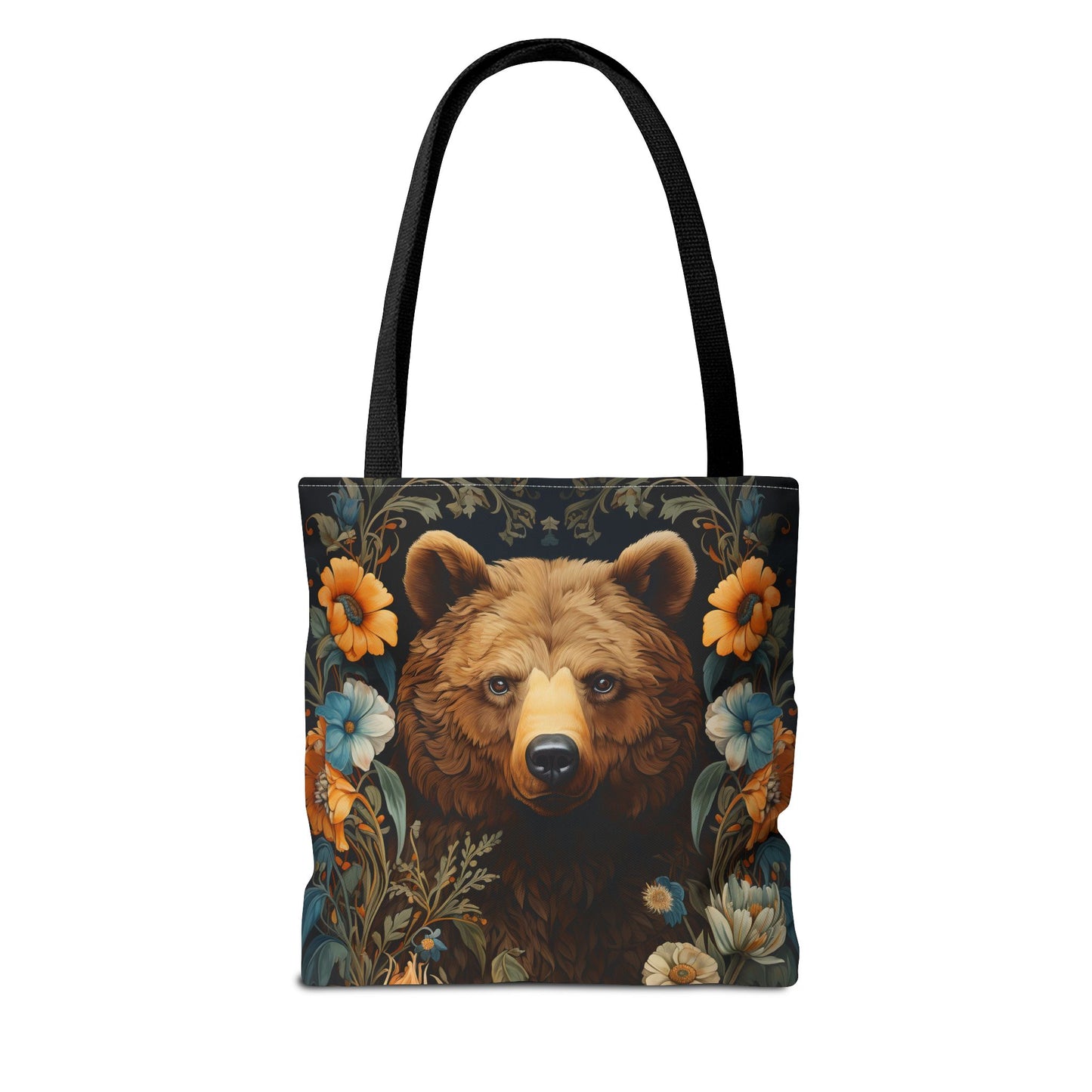 Forest Bear Tote Bag, William Morris Inspired Woodland Bear Shopping Bag, Moody Floral Art Nouveau Gifts for Her, Eco-Friendly Carryall