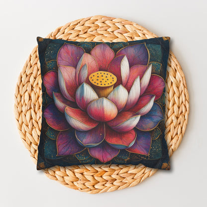Art Deco Lotus Mandala Decorative Pillowcase