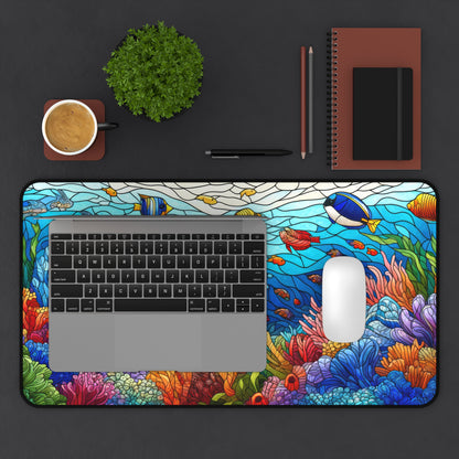 Tropical Reef: Stained Glass Style Desk Mat 2 Sizes | Office Decor GiftDesk Mats