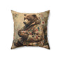 Cozy Floral Bear Tea Time Pillow Decorative Square Throw Pillow