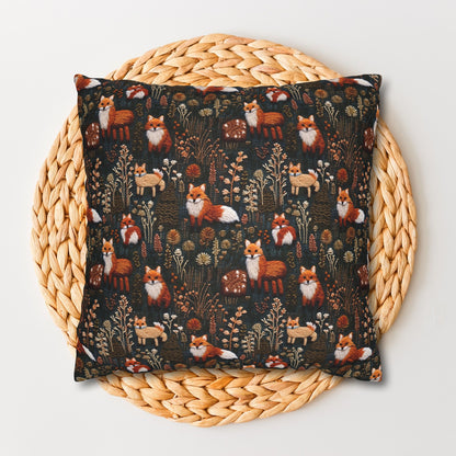 Woodland Foxes Embroidery-Style Pillowcase