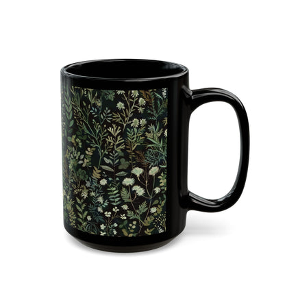 William Morris Inspired Green Botanical Black Coffee Mug 11oz, 15 oz