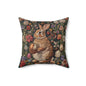 William Morris Inspired Easter Bunny Forest Florals Square Pillow, Throw Pillow, Home Decor, Accent Pillow, Easter Decor