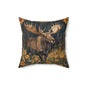 William Morris Inspired Rustic Moose Sunflower Pillow, Nature Lover Gift, Cabin Decor, Wildlife Home Accent, Cozy Living Room