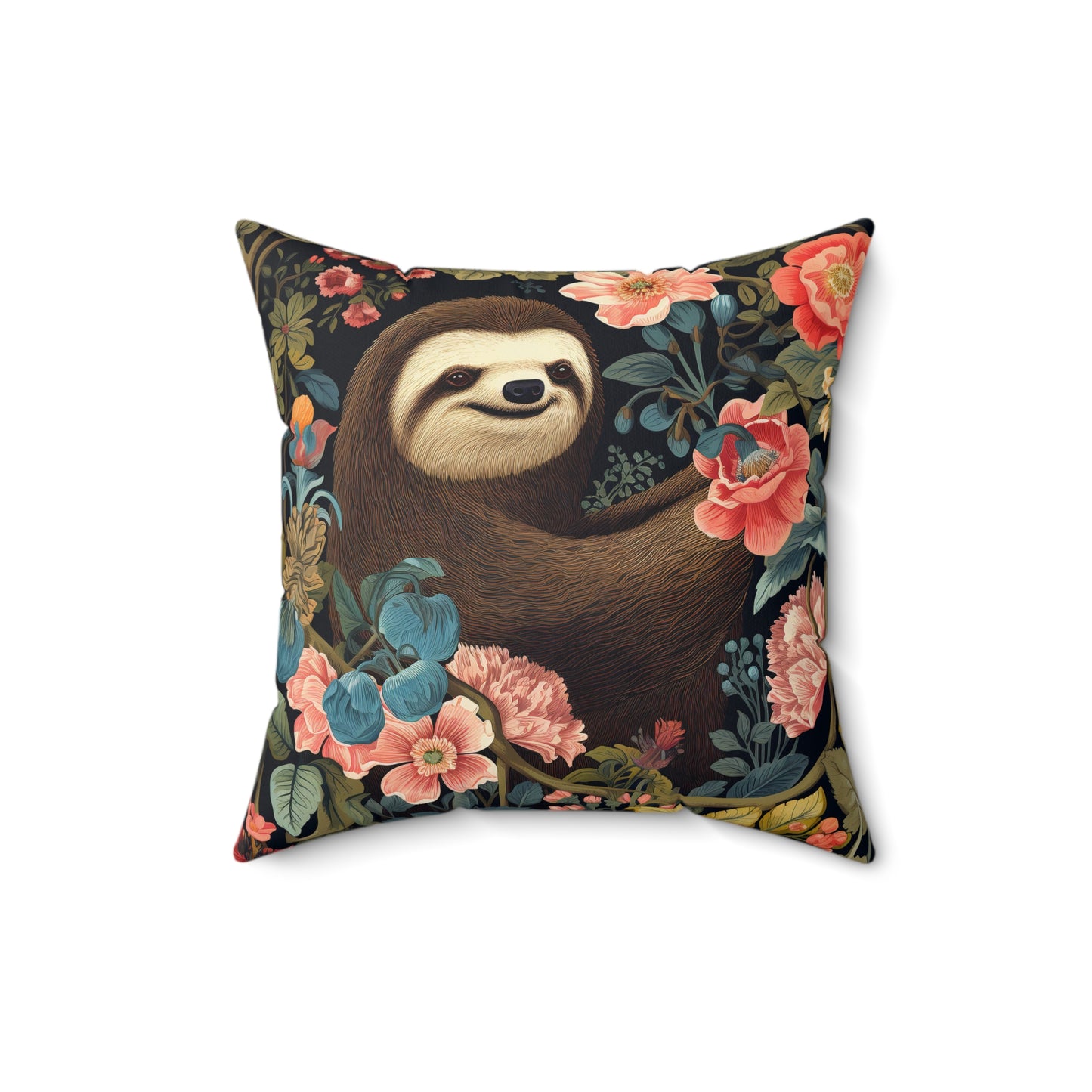 William Morris Inspired Sloth Pillow, Inspired, Decorative Sloth Cushion, Spun Polyester Square Pillow