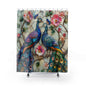 Stained Glass Peacocks Pink Flower Polyester Shower Curtain