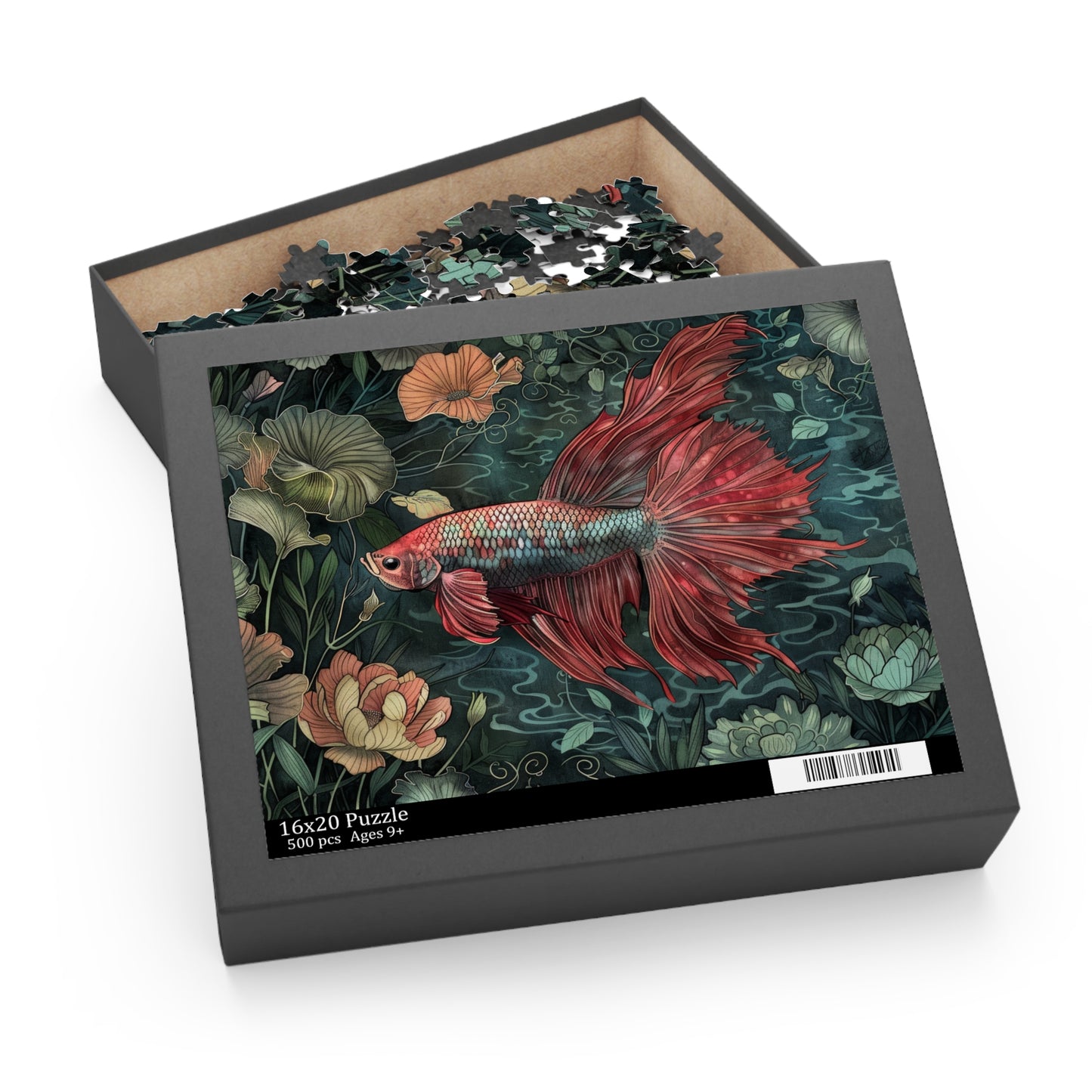 The Siamese Fighting Fish, William Morris Art Inspired (120, 252, 500-Piece) Adult Jigsaw Puzzle, Gift Him Her