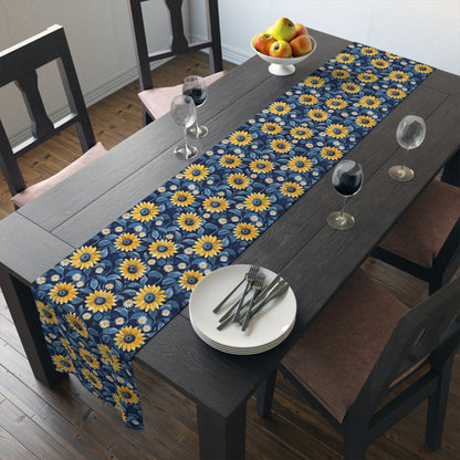 Sunflower Table Runner, Rustic Farmhouse Floral Dining Decor, Fall Tabletop Accent