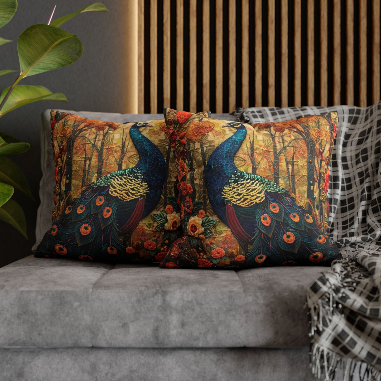 Art Deco Forest Peacock Pillowcase