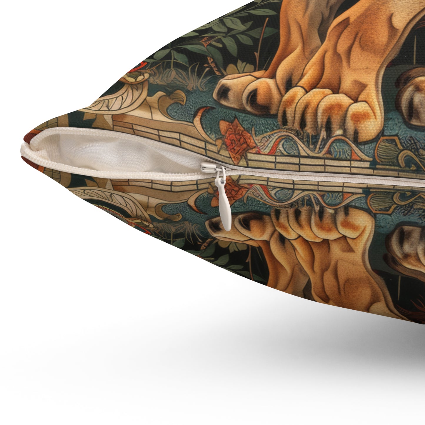 Art Deco Botanical Lion Throw Pillow | Decorative Pillow William Morris Inspired