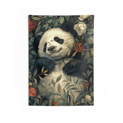 Tapestry of Botanical Panda | William Morris Medieval Inspired | Cottagecore Hanging and Home Decor
