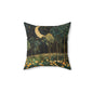 Moonlit Forest Decorative Pillow, Gustav Klimt Inspired Night Sky Botanical Cushion