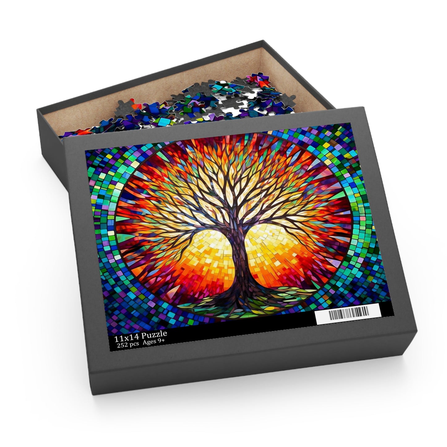Colorful Tree of Life Mosaic Stained Glass Puzzle (120, 252, 500-Piece) Gift-Ready Box, Adult Jigsaw Puzzle