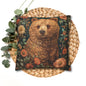 Floral Brown Bear Decorative Pillowcase, Woodland Rustic Throw Pillow Cover