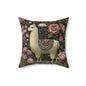 Llama Floral Pillow, William Morris Style Animal Cushion with Vintage Botanical Design