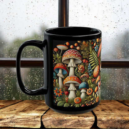 Mushroom Mug: Faux Embroidered Botanical Coffee Cup, Nature Lover Gift
