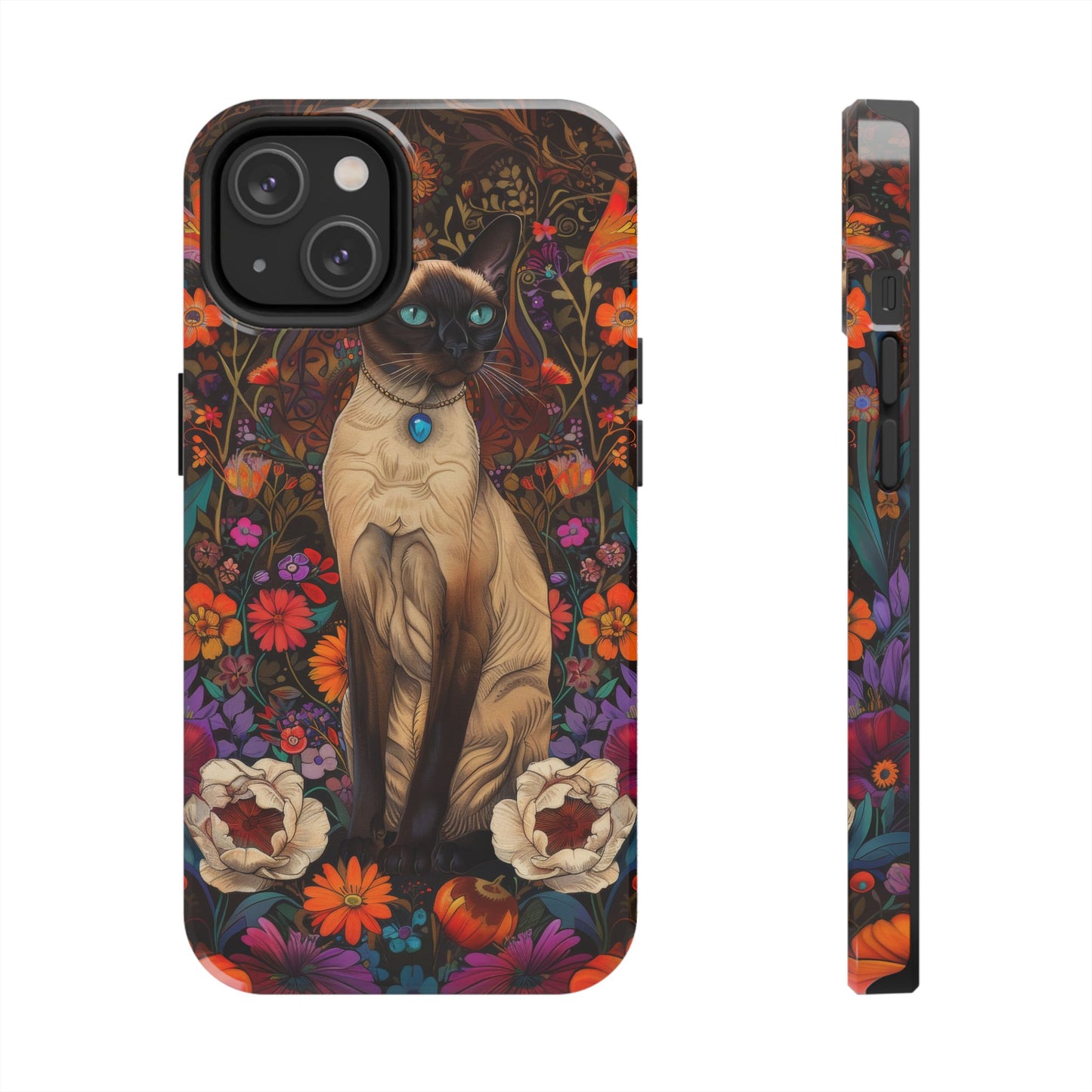 Art Deco Siamese Cat In The Style of William Morris iPhone Tough Case