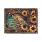 Autumn Pheasant & Sunflowers Woven Blanket, Vintage Farmhouse Fall Throw, Cozy Wildlife Nature Tapestry Blanket