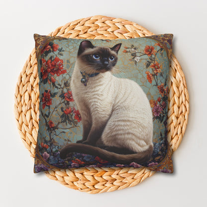 Art Deco Siamese Cat Vintage Square Pillowcase
