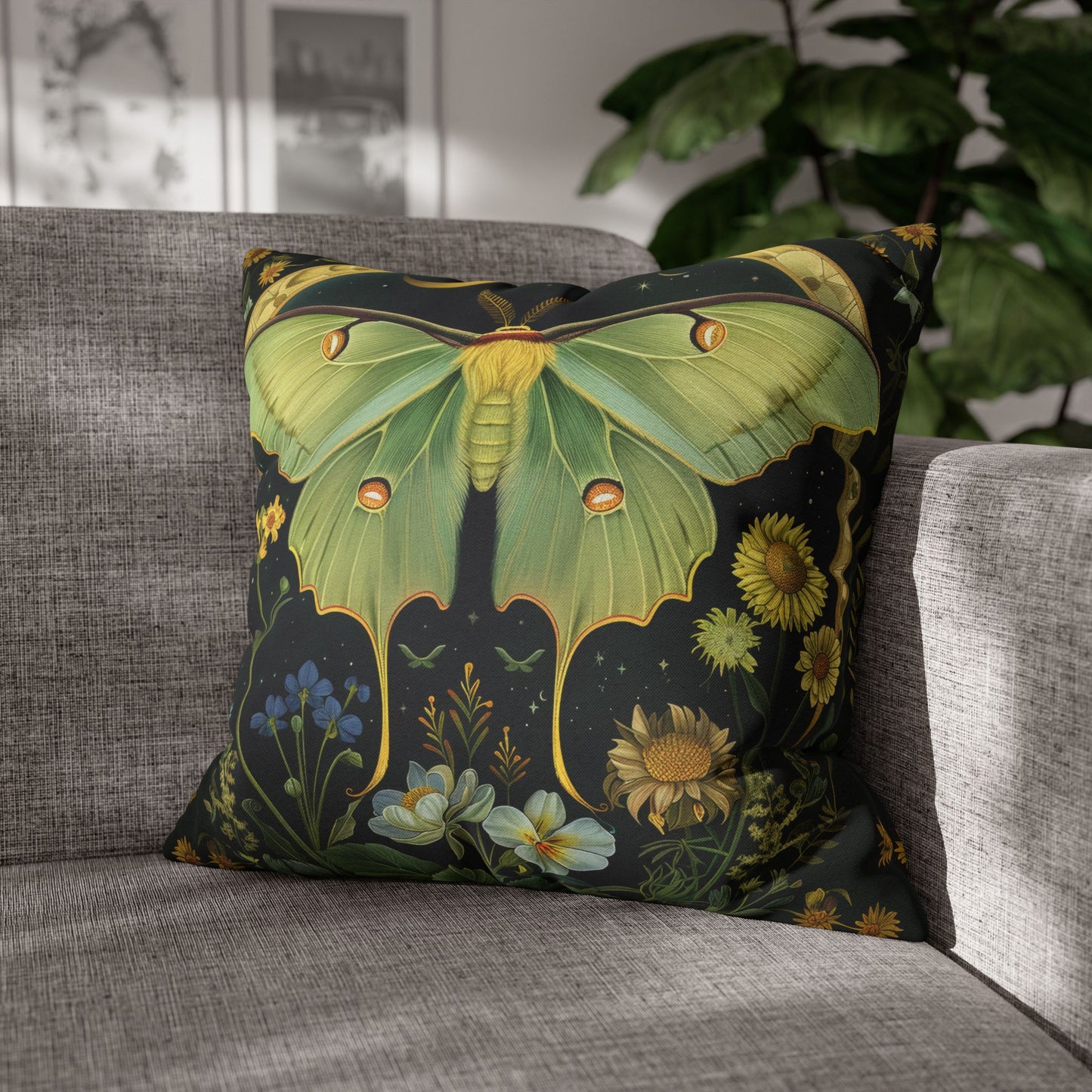 Luna Moth Crescent Moon Pillowcase