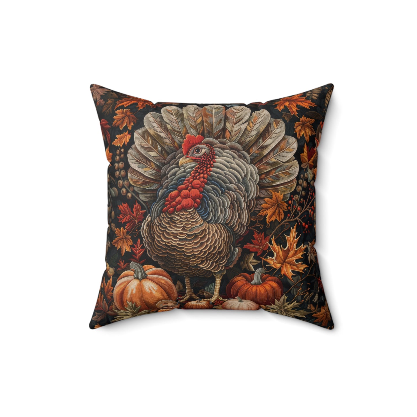 Thanksgiving Turkey Pillow: William Morris Inspired Fall Decor