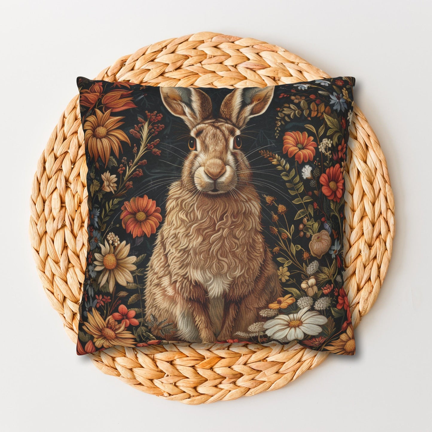 William Morris Hare Pillowcase: Floral Accent Cushion, Animal Lover Gift