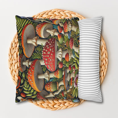 Faux Embroidered Mushroom Decorative Pillowcase