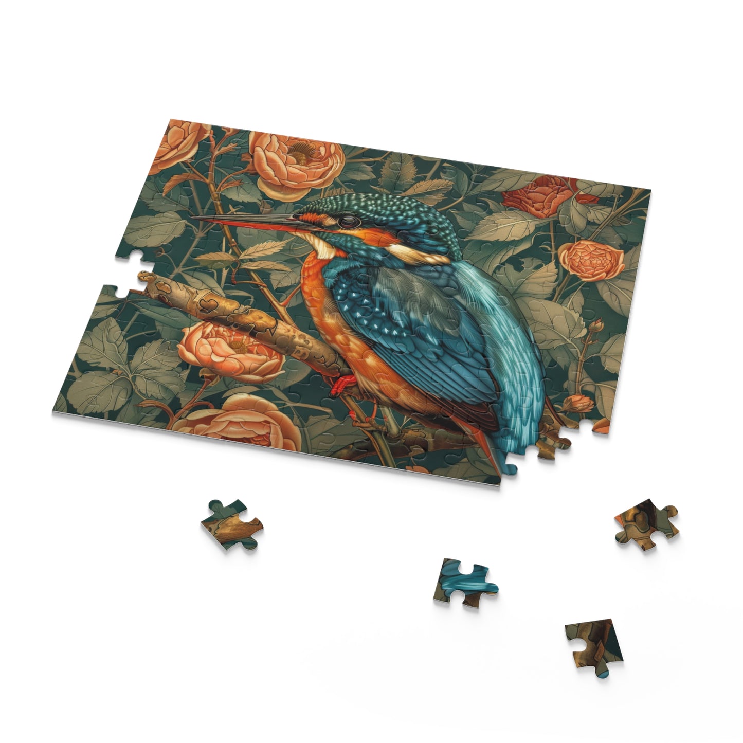 Kingfisher Bird William Morris Inspired (120, 252, 500-Piece) Adult Jigsaw Puzzle, Gift Him Her