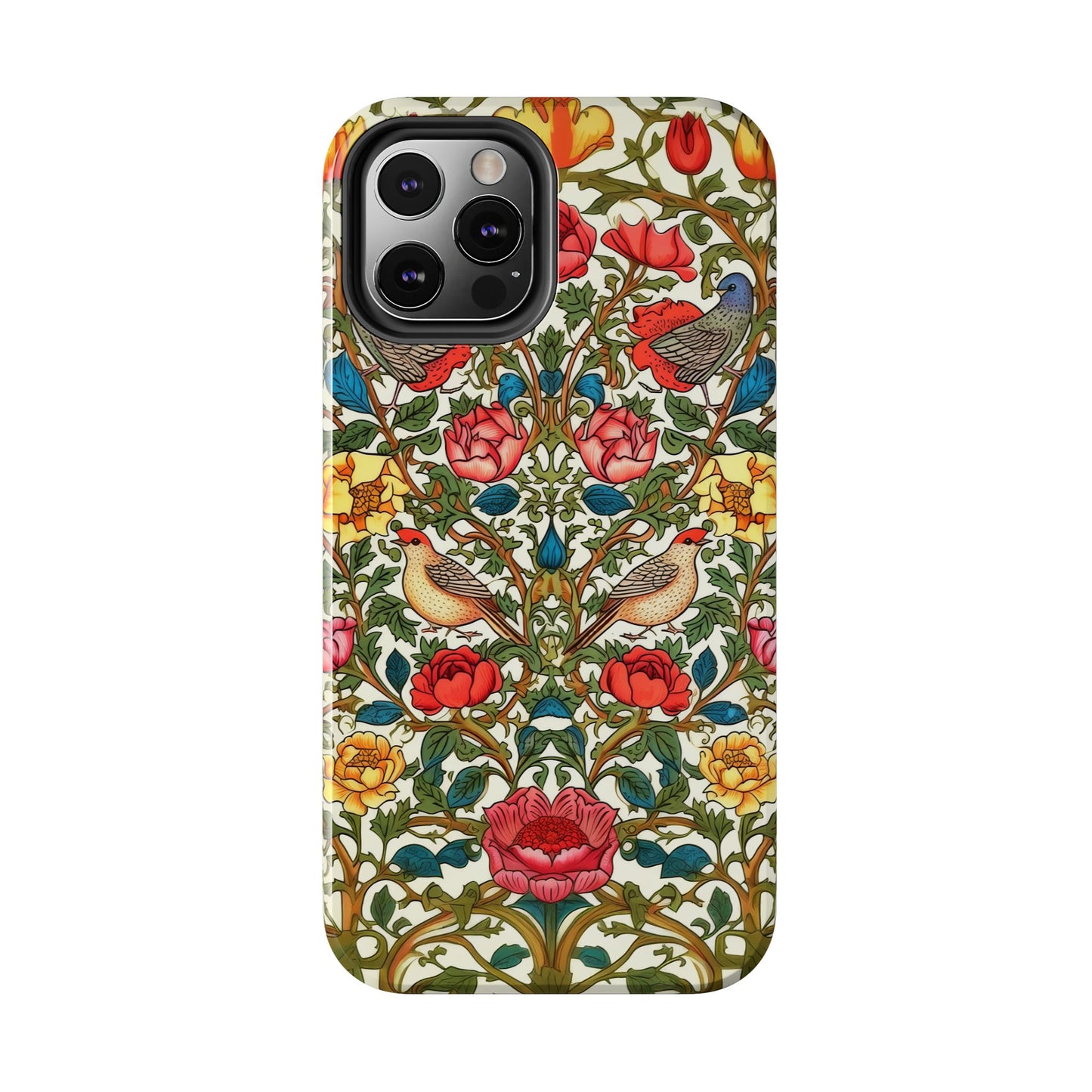 Vintage Pattern Rose And Bird in The Style of William Morris iPhone Tough Case