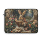 Whimsical Rabbit Reading Laptop Sleeve, Vintage Floral Bunny Art Case, Cute Protective Cover