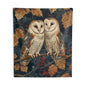 Tapestry of Couple Barn Owl | William Morris Medieval Style Wall Art | Cottagecore Hanging and Home Decor