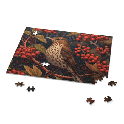 Song Thrush Bird William Morris Inspired (120, 252, 500-Piece) Adult Jigsaw Puzzle, Gift Him Her